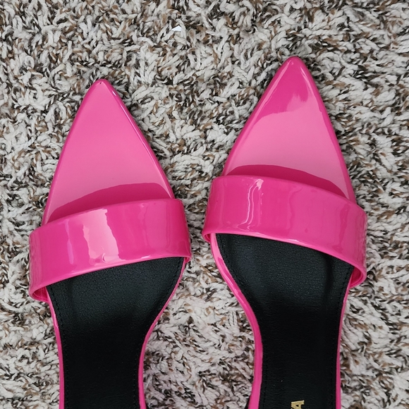 Pink wedge-heel shoes, sz 9 - Picture 3 of 4